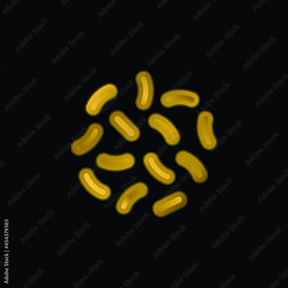 Bacteria gold plated metalic icon or logo vector Bacteria gold plated metalic icon or logo vector