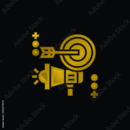Advertising gold plated metalic icon or logo vector
