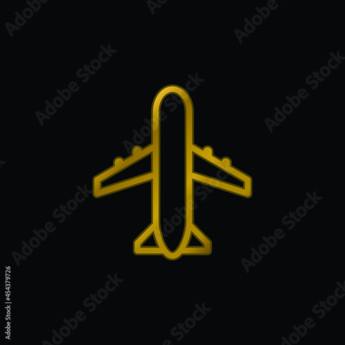 Airport Sign gold plated metalic icon or logo vector