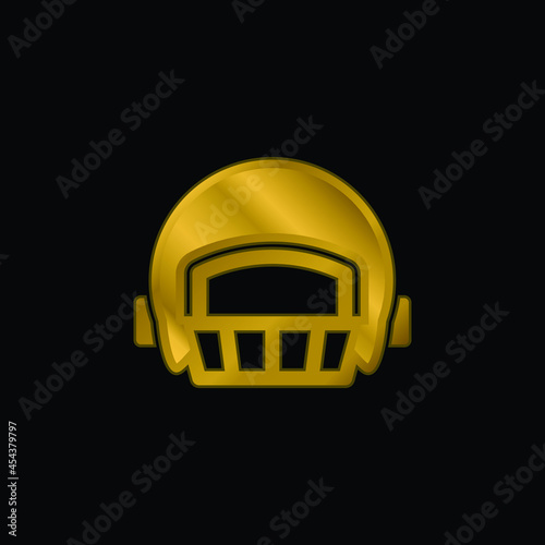 American Football Player Helmet gold plated metalic icon or logo vector