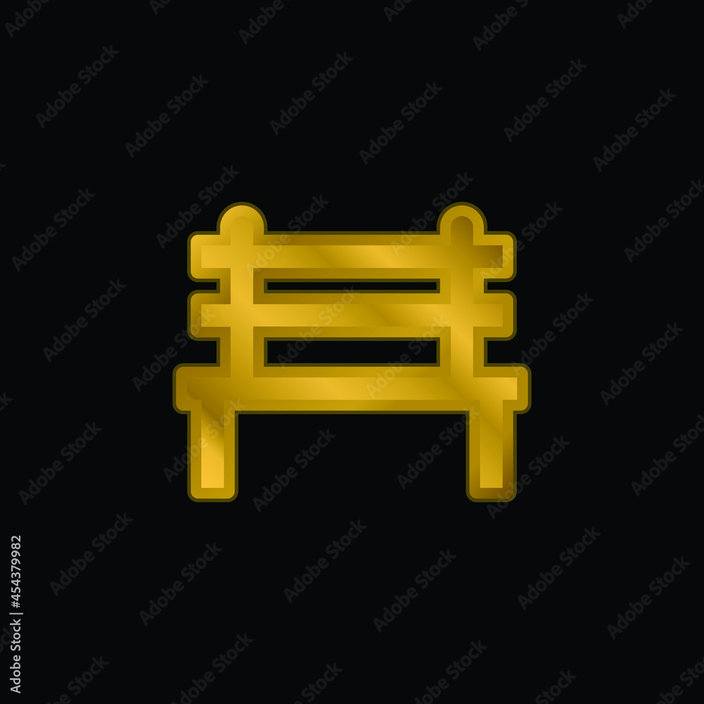 Bench gold plated metalic icon or logo vector Bench gold plated metalic icon or logo vector