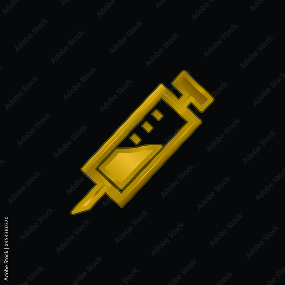 Anesthesia Dentist Injection Diagonal Symbol gold plated metalic icon or logo vector Anesthesia Dentist Injection Diagonal Symbol gold plated metalic icon or logo vector