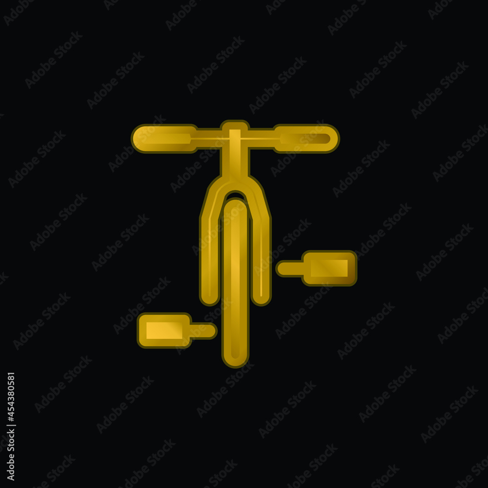 Bicycle gold plated metalic icon or logo vector Bicycle gold plated metalic icon or logo vector