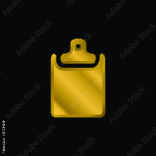 Black Clipboard gold plated metalic icon or logo vector