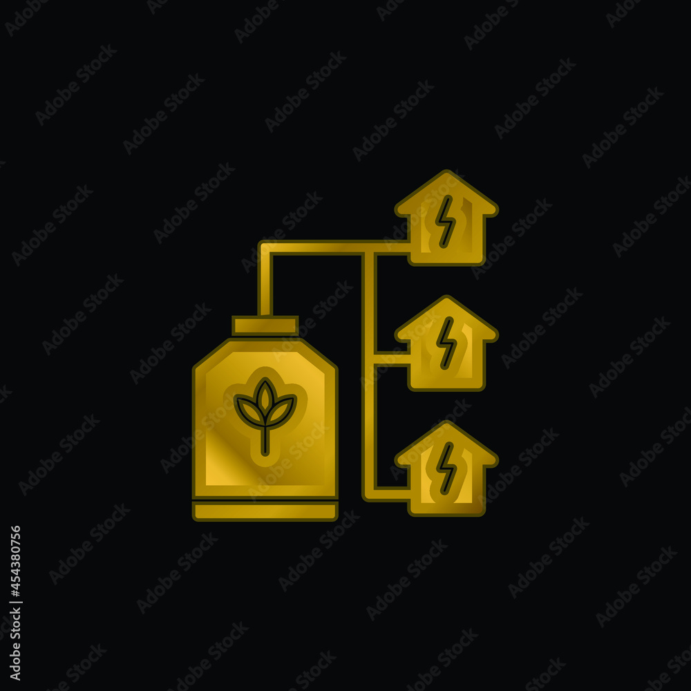 Bio Energy gold plated metalic icon or logo vector Bio Energy gold plated metalic icon or logo vector