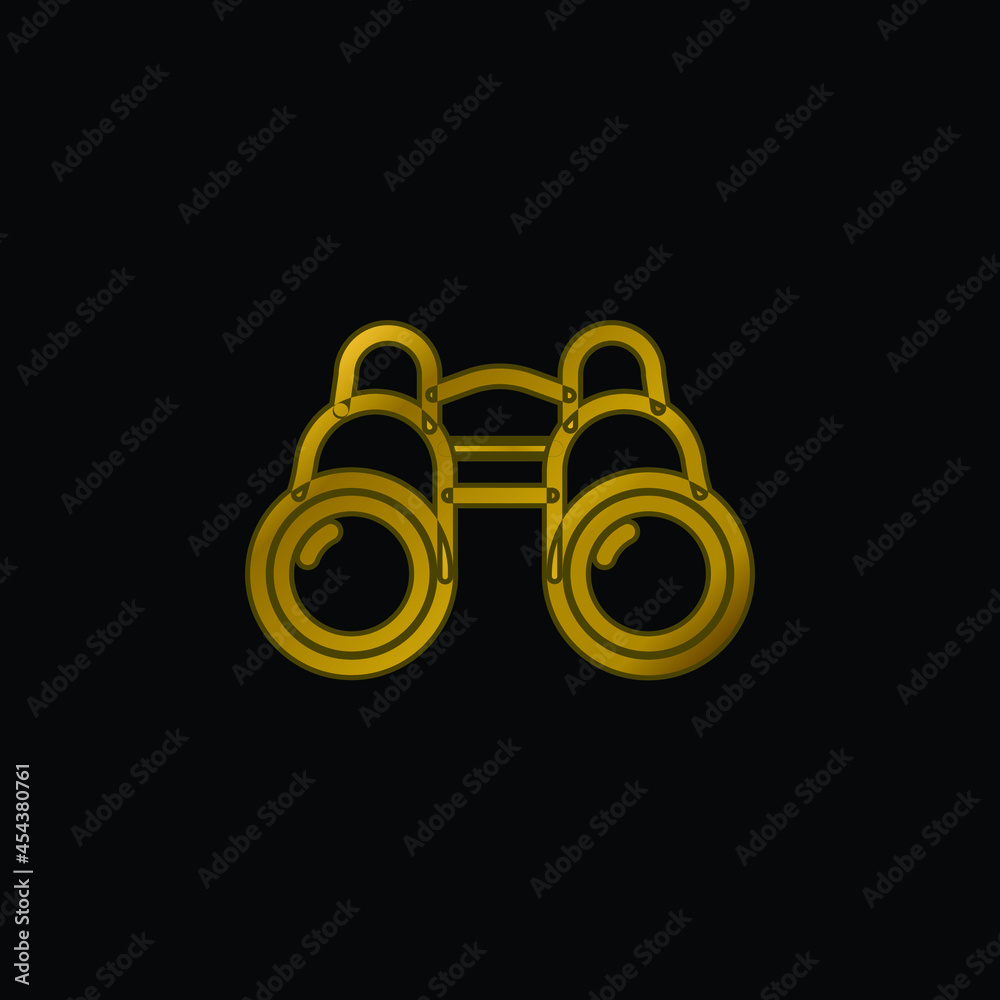 Binoculars gold plated metalic icon or logo vector Binoculars gold plated metalic icon or logo vector