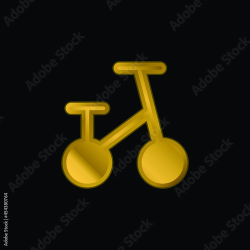Bicycle gold plated metalic icon or logo vector
