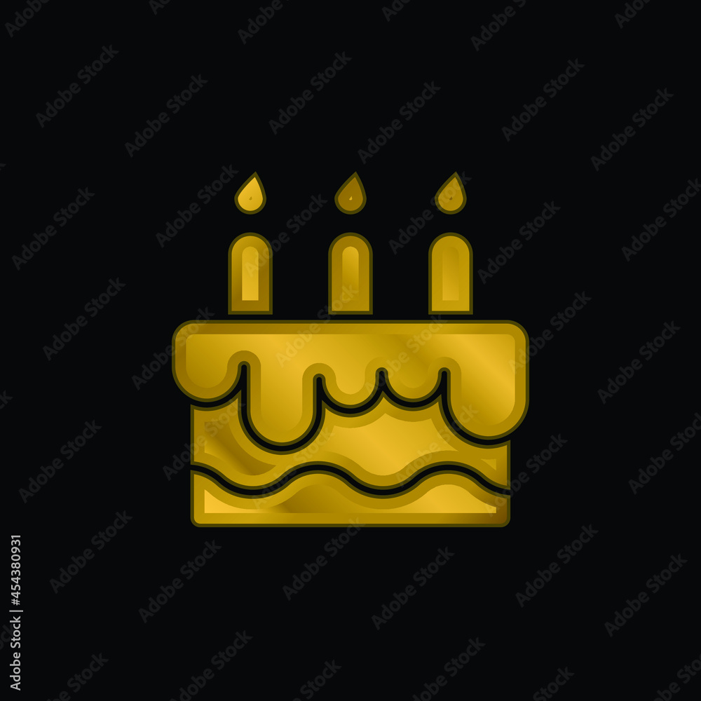 Birthday Cake gold plated metalic icon or logo vector Birthday Cake gold plated metalic icon or logo vector