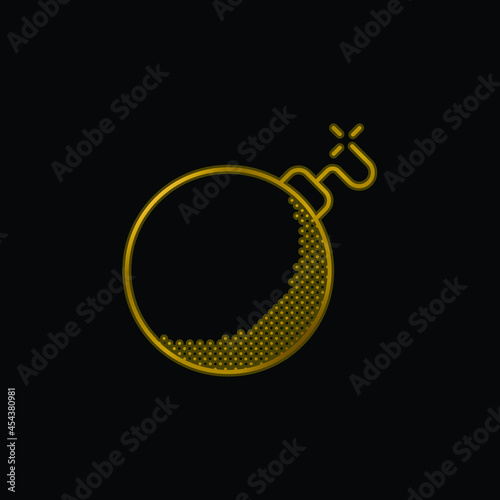 Bomb gold plated metalic icon or logo vector