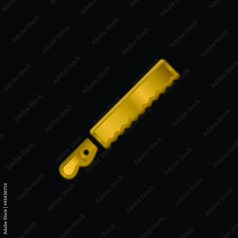 Bread Knife gold plated metalic icon or logo vector Bread Knife gold plated metalic icon or logo vector