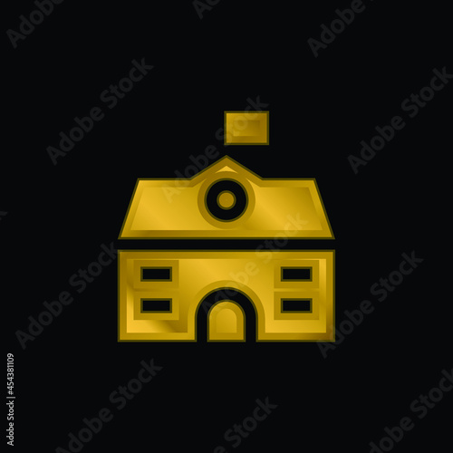 Big House gold plated metalic icon or logo vector