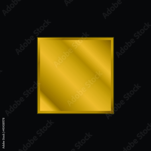 Black Square gold plated metalic icon or logo vector