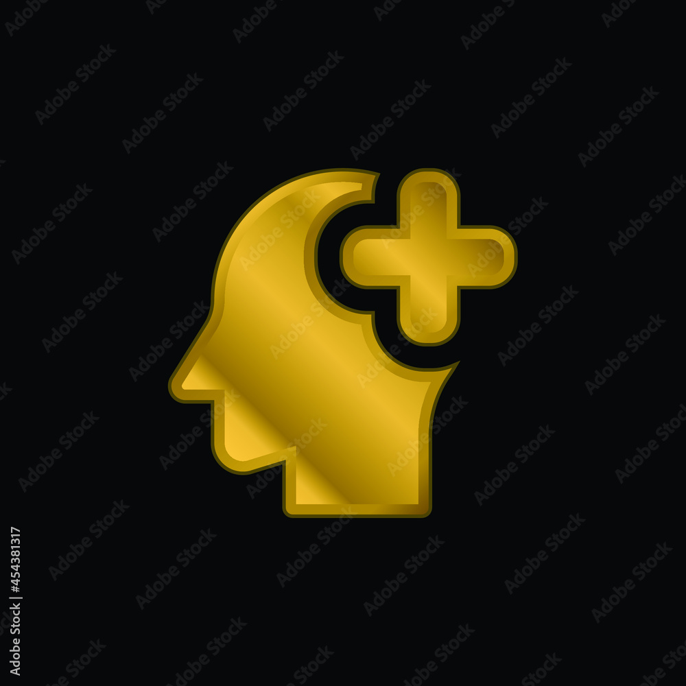 Obraz premium Brain Organ gold plated metalic icon or logo vector