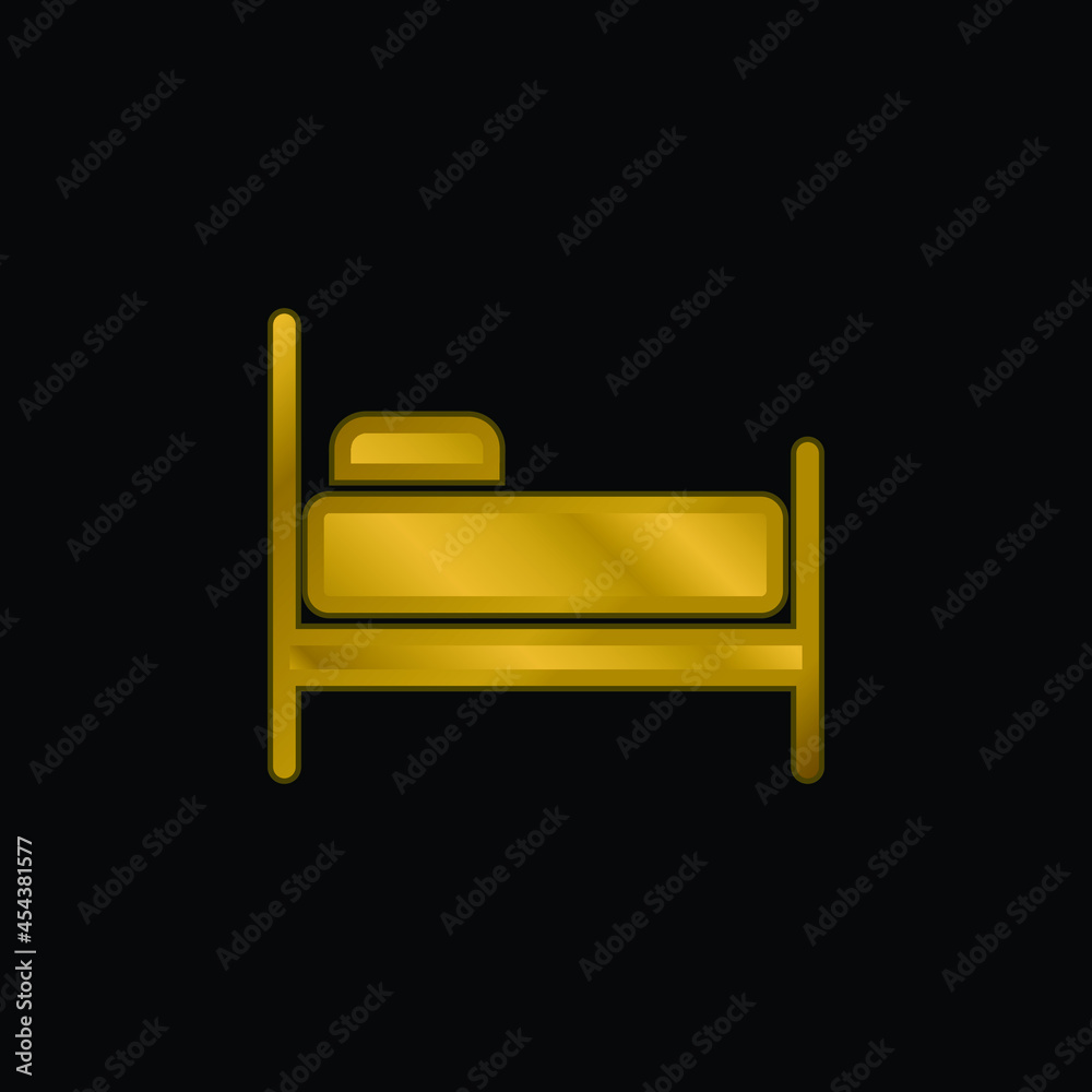 Bed gold plated metalic icon or logo vector Bed gold plated metalic icon or logo vector