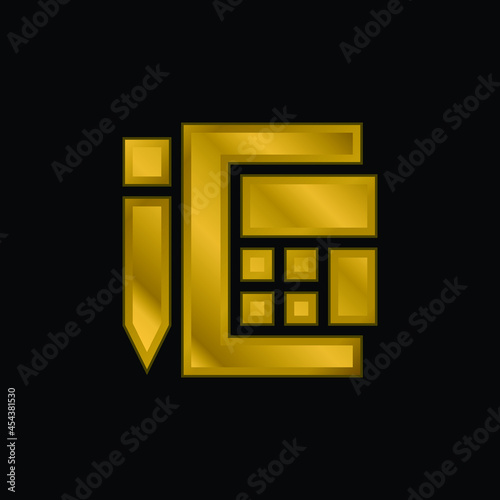 Accounting gold plated metalic icon or logo vector