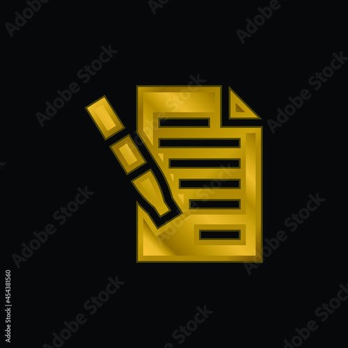 Agreement gold plated metalic icon or logo vector