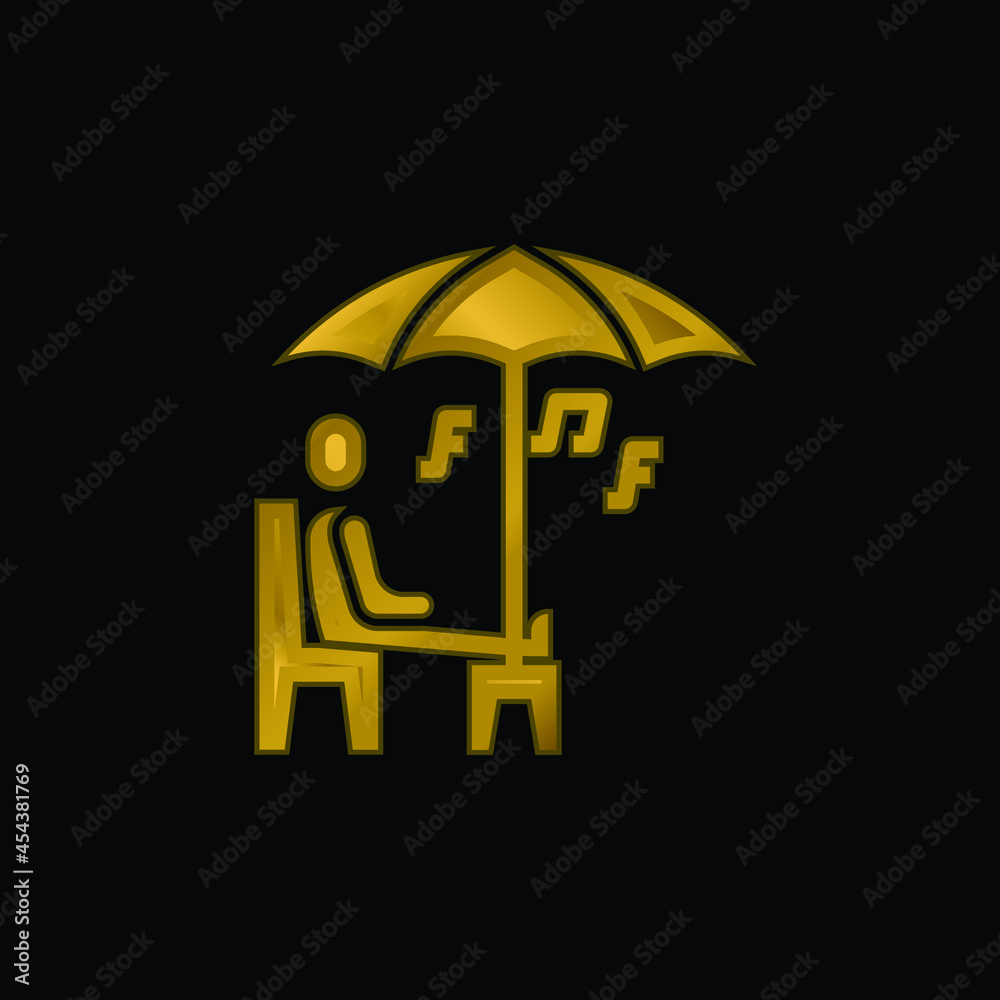 Bench gold plated metalic icon or logo vector Bench gold plated metalic icon or logo vector