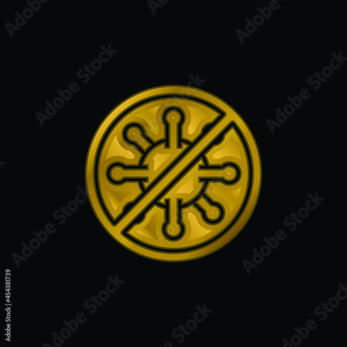 Antivirus gold plated metalic icon or logo vector