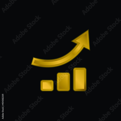 Ascendant Business Graphic gold plated metalic icon or logo vector