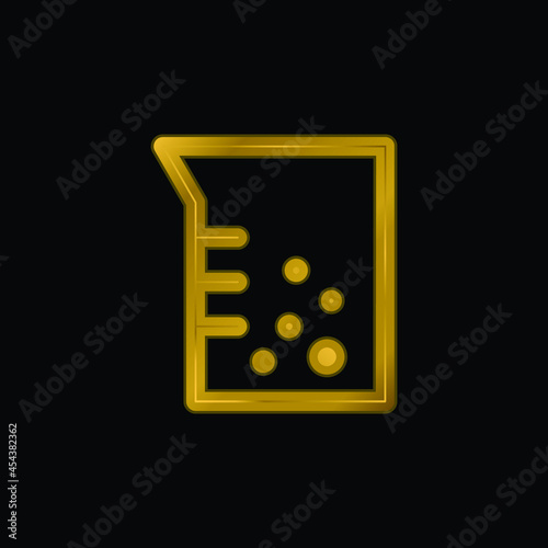 Beaker Symbol gold plated metalic icon or logo vector