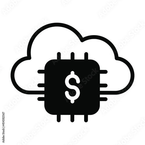 fintech technology filled outline icon, business and finance icon.
