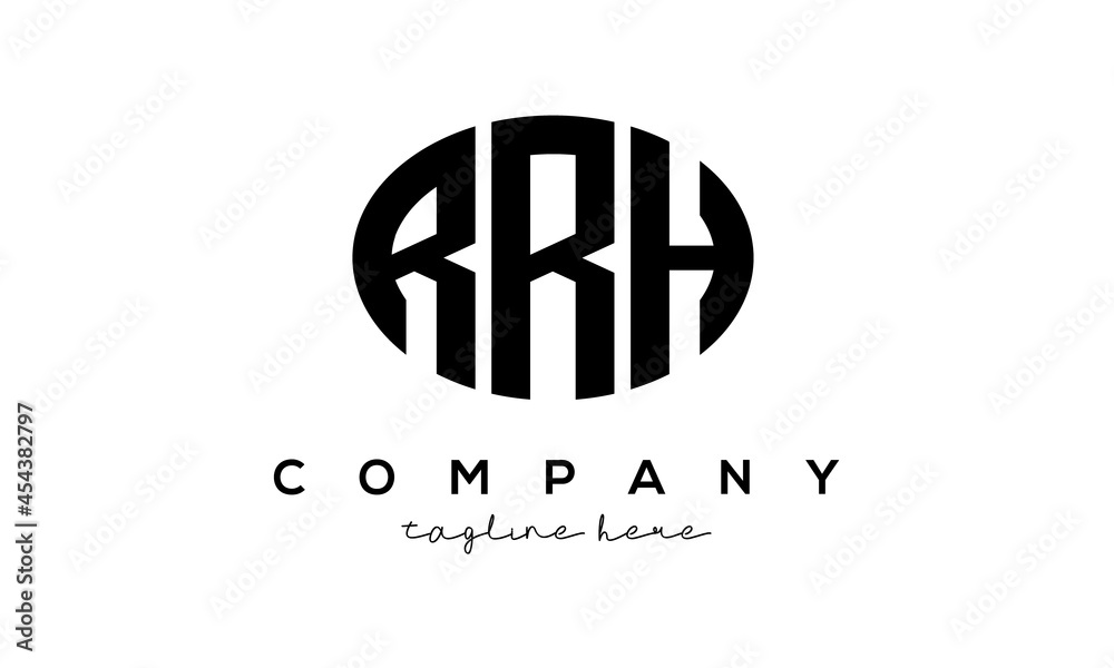 RRH three Letters creative circle logo design RRH three Letters creative circle logo design