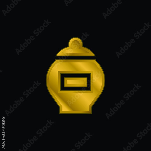 Ash gold plated metalic icon or logo vector