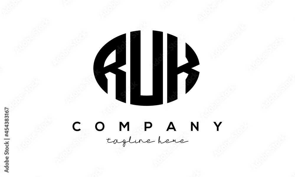 RUK three Letters creative circle logo design RUK three Letters creative circle logo design