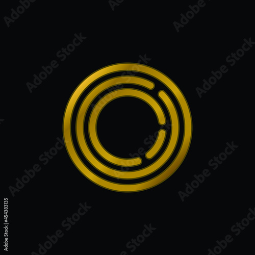 Big Frisbee gold plated metalic icon or logo vector