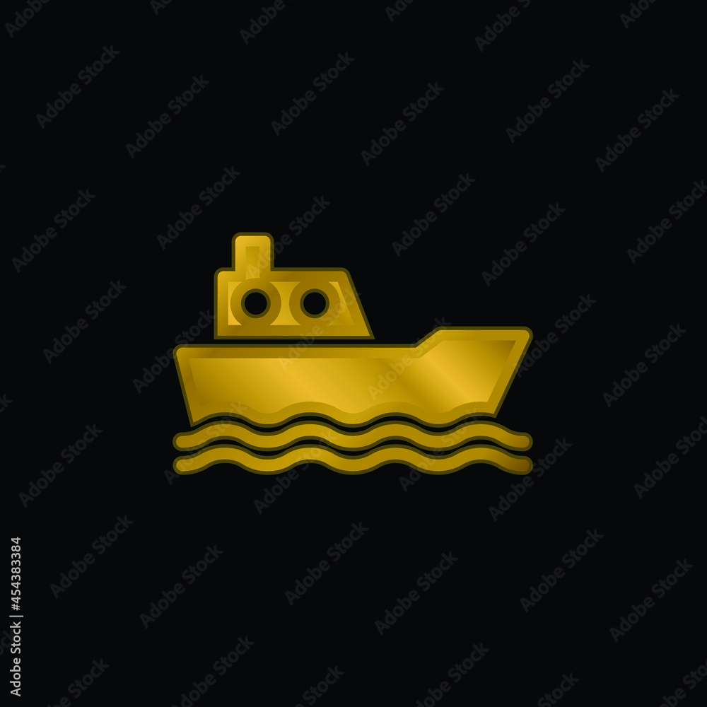 Boat gold plated metalic icon or logo vector Boat gold plated metalic icon or logo vector