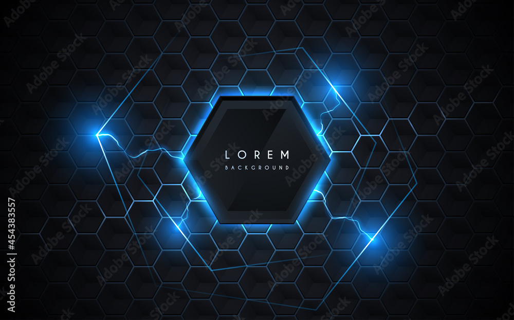 Abstract electric lightning hexagonal background