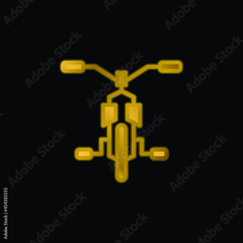 Bicycle gold plated metalic icon or logo vector
