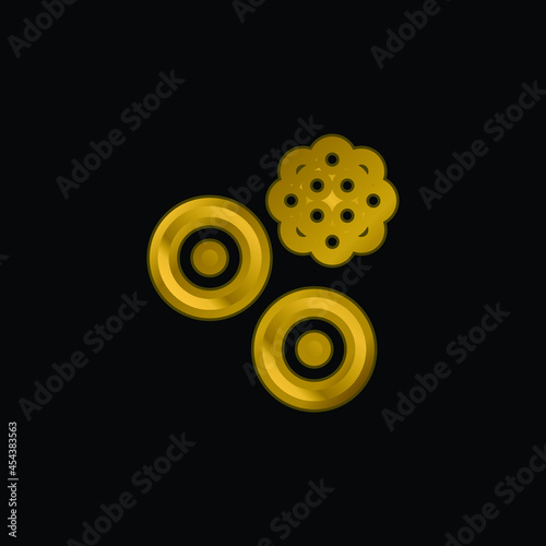 Blood Cells gold plated metalic icon or logo vector