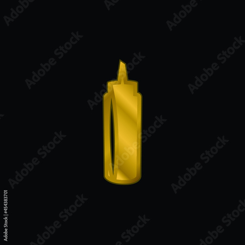 Black Bottle Sauce Container gold plated metalic icon or logo vector