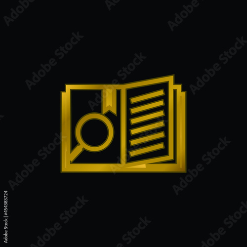 Book gold plated metalic icon or logo vector