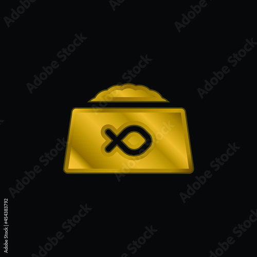 Bowl gold plated metalic icon or logo vector