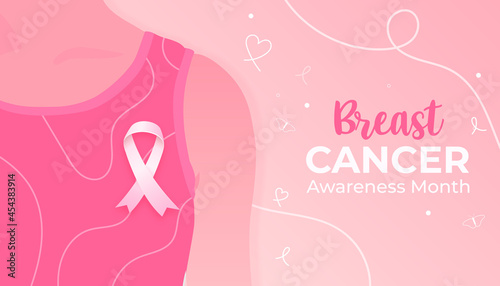 International day against breast cancer. Breast cancer awareness month October, Hand drawn flat portrait illustration Pink background