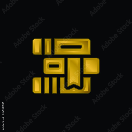 Books gold plated metalic icon or logo vector