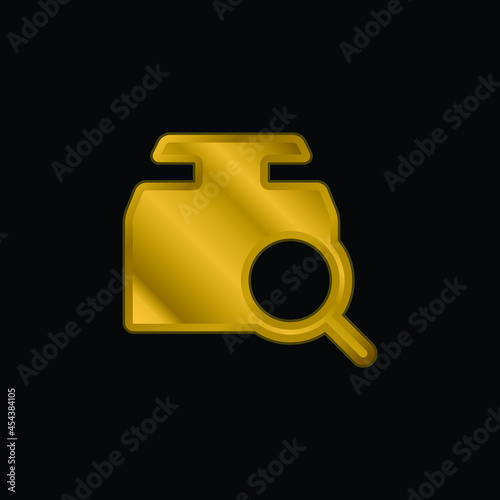 Box gold plated metalic icon or logo vector