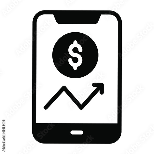 mobile analytics filled outline icon, business and finance icon.
