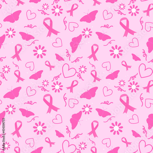 International day against breast cancer awareness seamless pattern. Breast cancer awareness month pattern, 