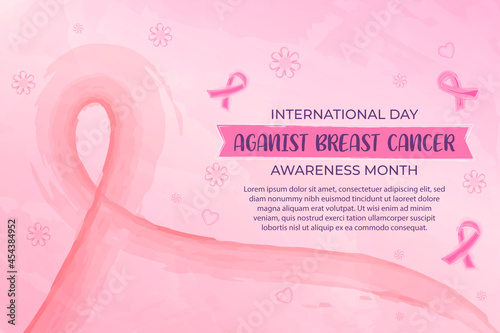 International day against breast cancer. Breast cancer awareness month October, Hand drawn Pink background