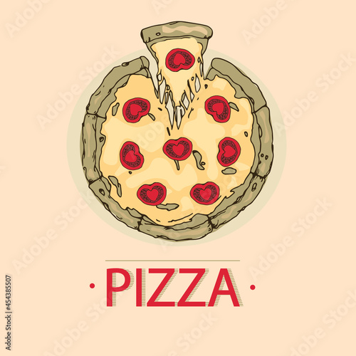 Vector pizza logo with slice