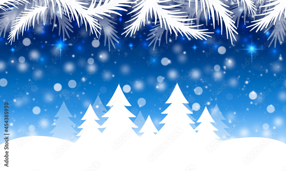 Festive winter decor, blue christmas background.