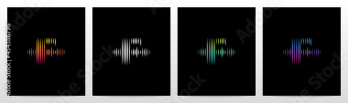 Vertical Lines Graphic Equalizer Letter Logo Design F