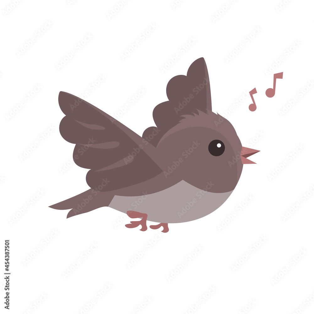 Little flying sparrow on a white background. Template for design and decoration. Vector isolated cartoon bird illustration Little flying sparrow on a white background. Template for design and decoration. Vector isolated cartoon bird illustration