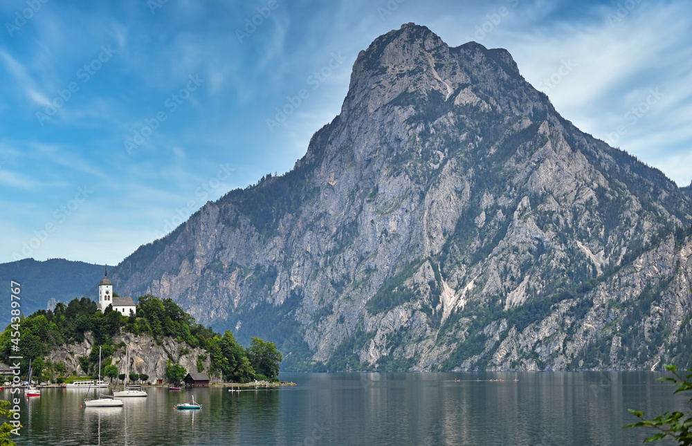 Johannesberg chapel Traunkirchen on Traunsee landscape  Austria