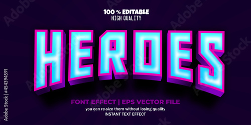 Heroes editable font vector text style template