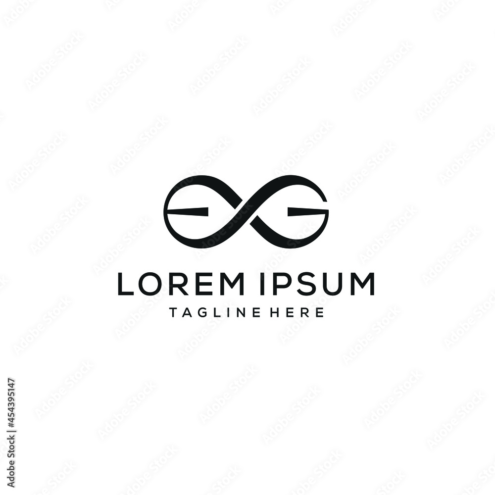 Infinity Design Logo with Early Letters EG GE Infinity Design Logo with Early Letters EG GE