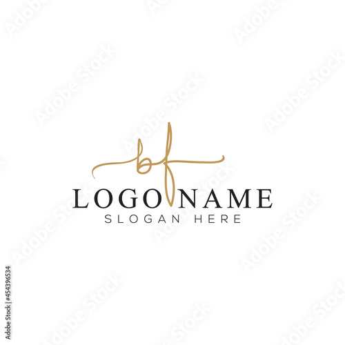 B F or bf initial handwriting logo template. signature logo concept. Hand-drawn Calligraphy lettering illustration.